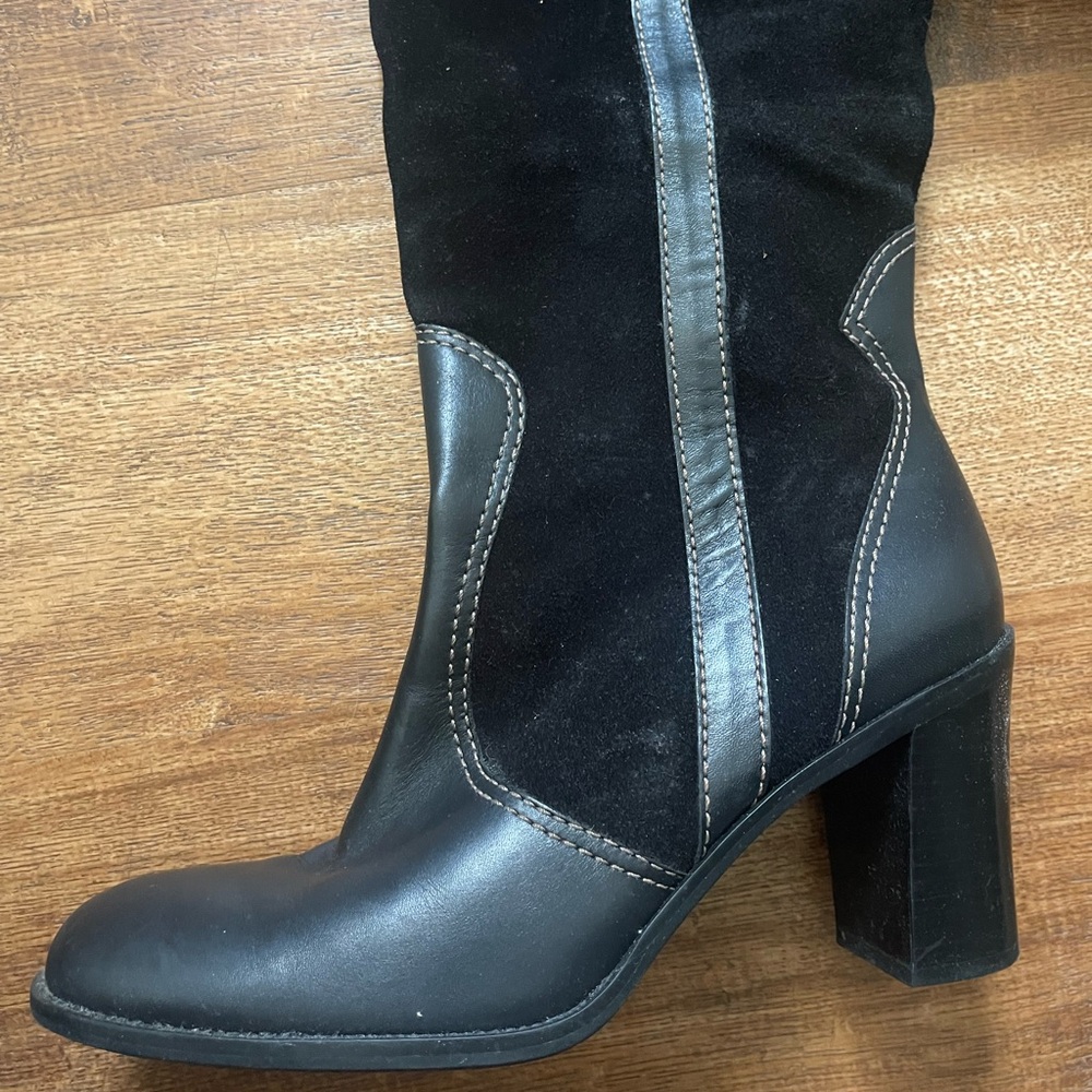 Franco Sarto Black Leather Heeled Boots - Picture 2 of 9